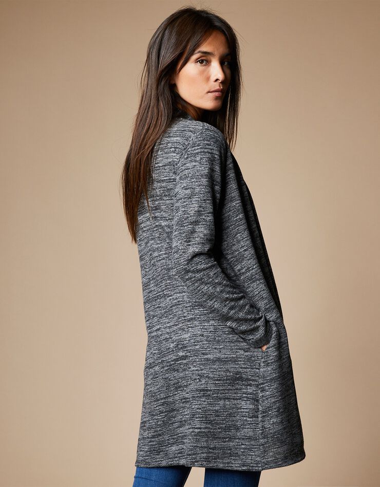 Gilet long jesey gratté (gris anthracite) Gilet long jesey gratté (gris anthracite)