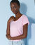 T-shirt col rond manches courtes uni coton (rose pâle)