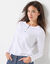T-shirt col tunisien manches longues (blanc)