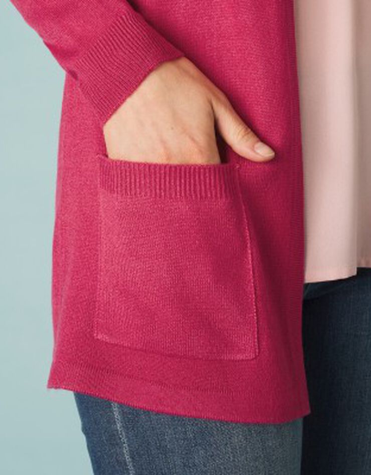 Gilet porter ouvert toucher cachemire (cerise) Gilet porter ouvert toucher cachemire (cerise)