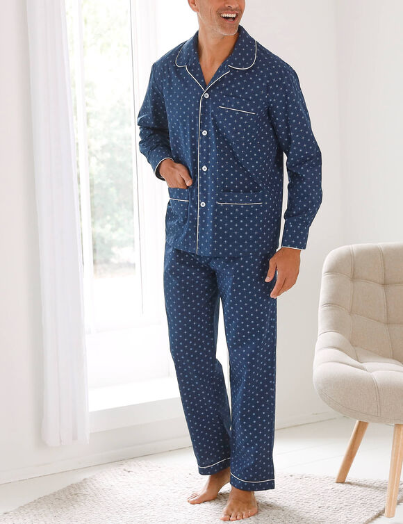 Pyjama imprim&eacute; popeline polycoton  (marine)