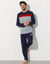 Tee-shirt pyjama tricolore manches longues (marine / gris chiné)