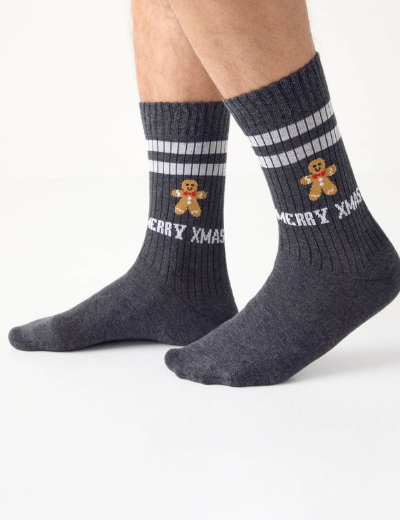 Lot de 3 paires de chaussettes, motif No&euml;l (gris)