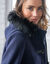 Duffle-coat capuche fausse fourrure uni (marine)