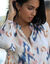 Robe chemisier imprimée (beige / bleu)