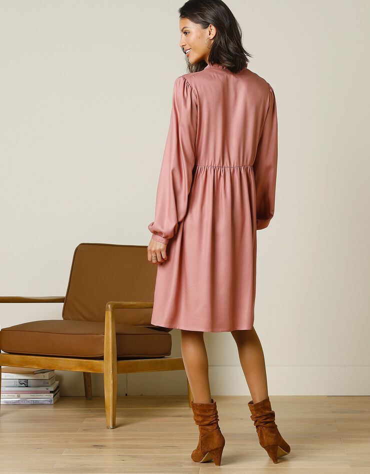 Robe courte twill et macramé (bois de rose) Robe courte twill et macramé (bois de rose)