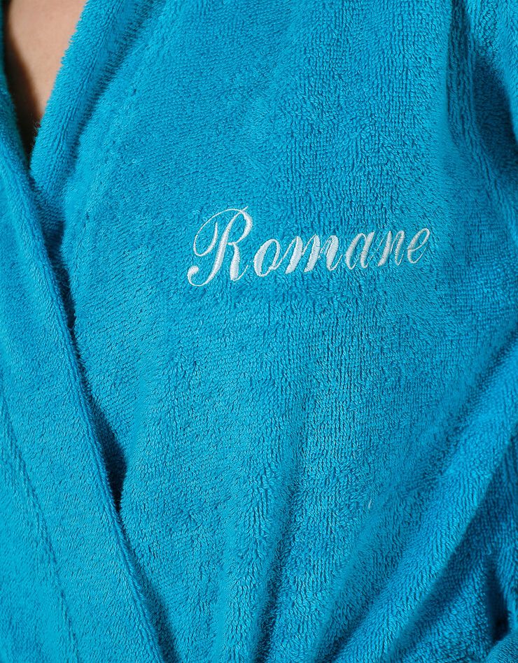 Peignoir mixte adulte col capuche éponge bouclette (turquoise)
