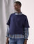Pull poncho manches coude (marine)