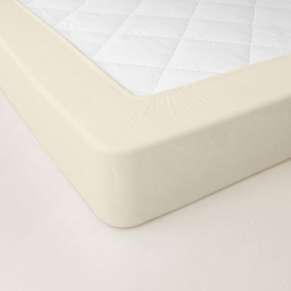 Drap-housse uni percale bonnets 40 cm (écru)