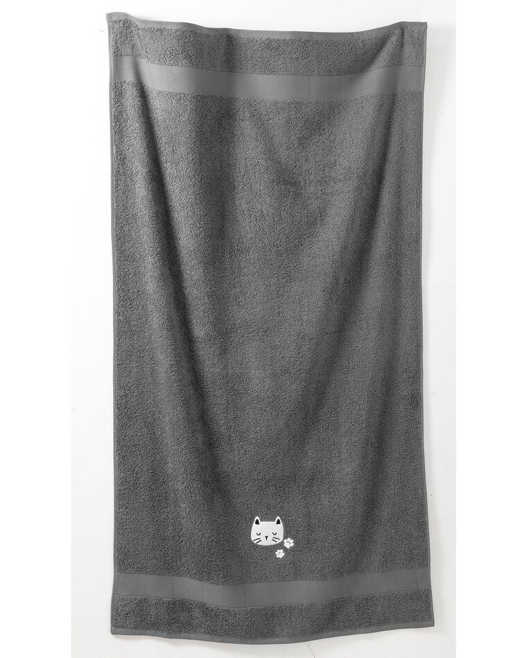 Collection éponge enfant brodée chat coton - 380 g/m2 (anthracite)