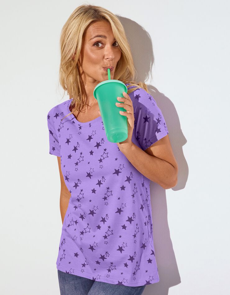 Tee-shirt imprimé étoiles (parme) Tee-shirt imprimé étoiles (parme)