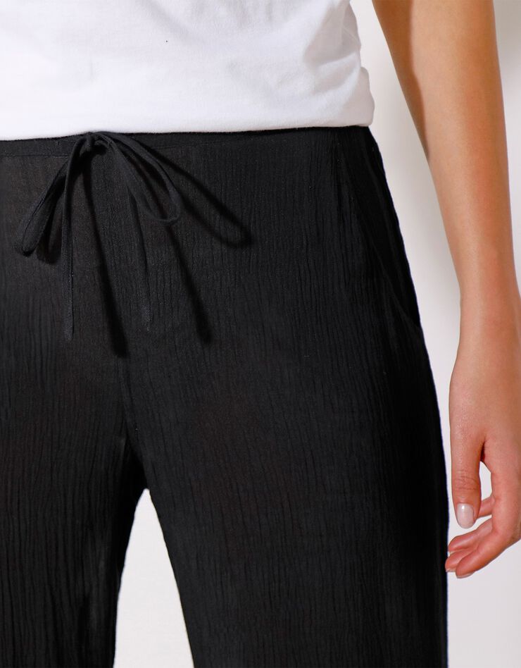 Pantalon droit uni, crépon fluide (noir) Pantalon droit uni, crépon fluide (noir)