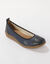 Ballerines en cuir largeur confort, avec empiècements extensibles (bleu)