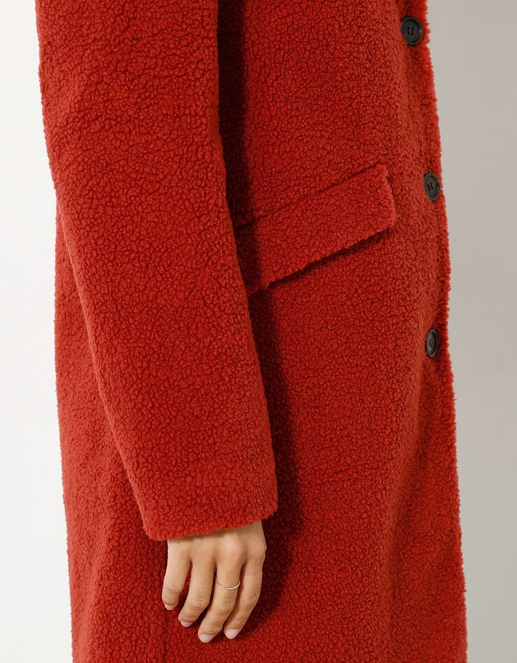 Manteau maille bouclette col tailleur (paprika)