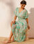 Robe longue voile imprimé (vert / rose)