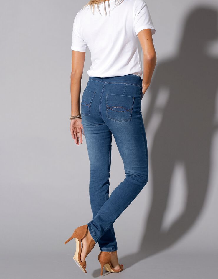 Jegging fuselé ultra stretch, maille effet jean (stone)