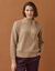 Pull blousant col montant avec noeud, maille anglaise (taupe chin&eacute;)