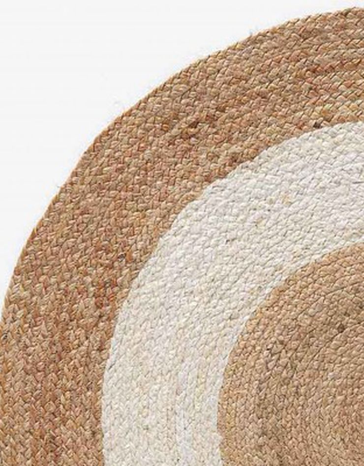 Tapis rond bicolore blanc en jute (BLANC/BEIGE) Tapis rond bicolore blanc en jute (BLANC/BEIGE)