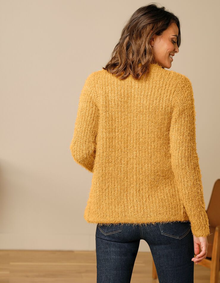 Gilet paletot maille perlée fantaisie (safran) Gilet paletot maille perlée fantaisie (safran)
