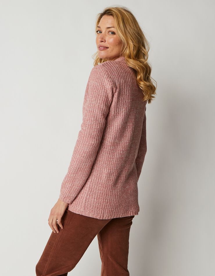 Gilet boutonné maille anglaise (bois de rose chiné) Gilet boutonné maille anglaise (bois de rose chiné)