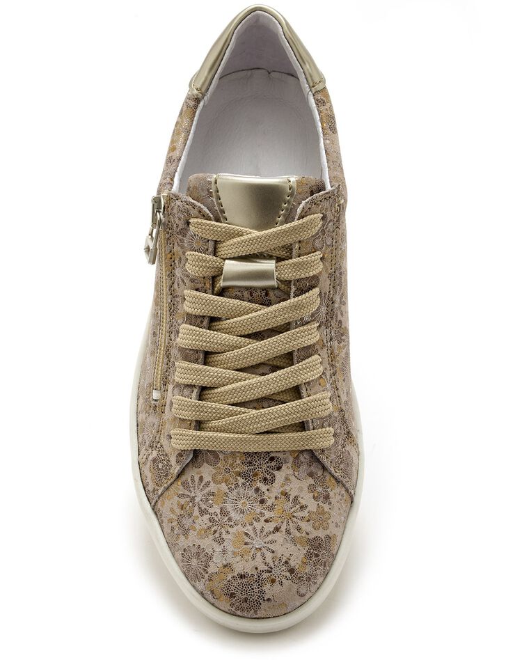 Baskets cuir imprimée beige - grande largeur (beige) Baskets cuir imprimée beige - grande largeur (beige)