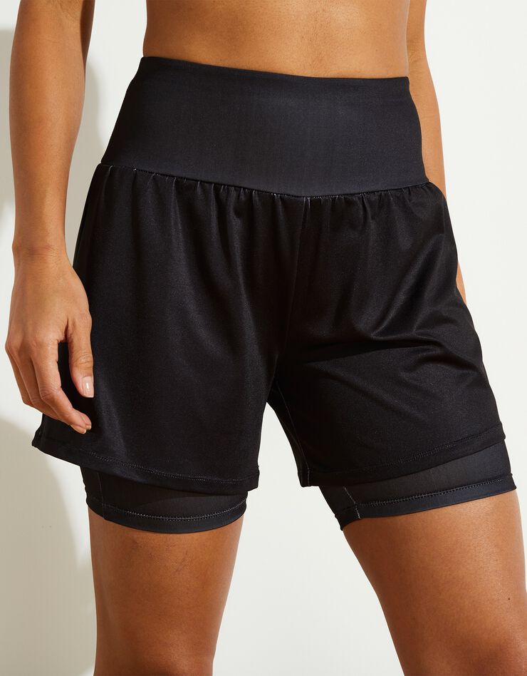Short 2 en 1 cycliste uni (noir) Short 2 en 1 cycliste uni (noir)