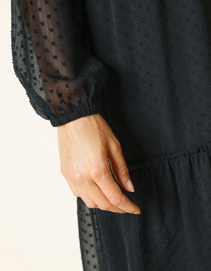 Robe courte volantée en voile plumetis (noir) Robe courte volantée en voile plumetis (noir)
