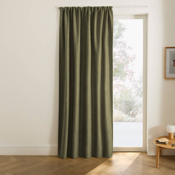 Rideau occultant et isolant finition galon fronceur (kaki)