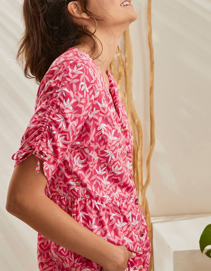 Blouse boutonnée imprimée (cerise / blanc) Blouse boutonnée imprimée (cerise / blanc)