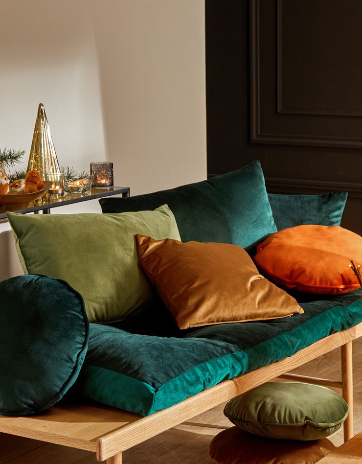 Long coussin de sol velours (vert)