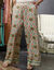 Pantalon large fluide imprimé « Roubaix Nostalgie » - Marilyn Feltz  (vert d'eau / corail)