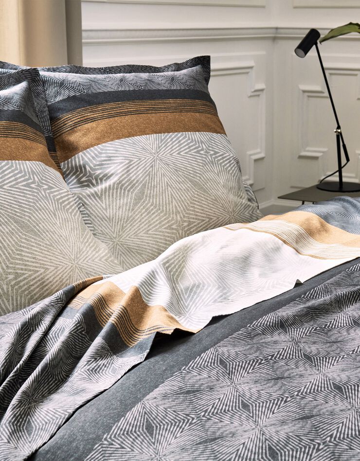 Linge de lit Tiago satin de coton imprimé (noir)