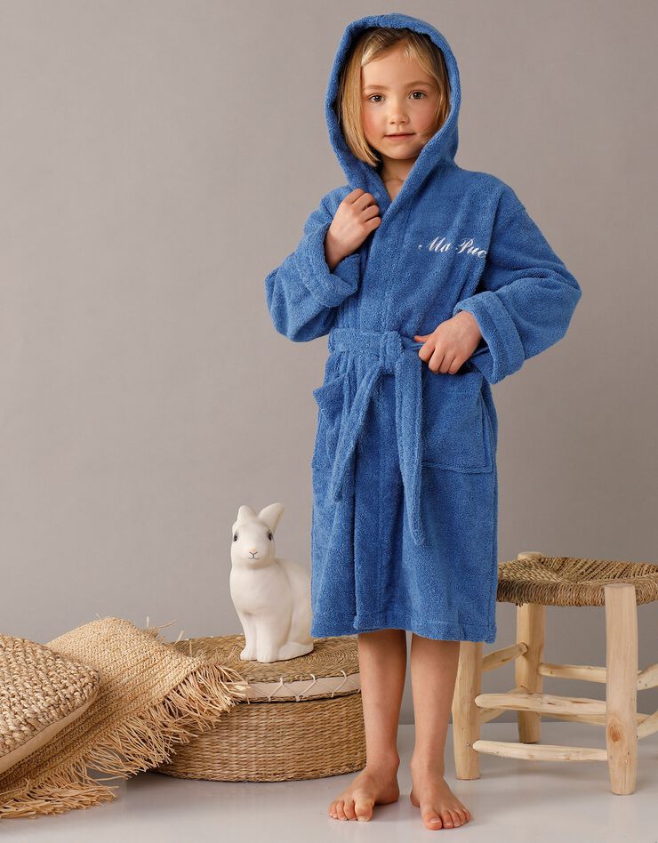 Peignoir enfant éponge à capuche personnalisable (bleu dur) Peignoir enfant éponge à capuche personnalisable (bleu dur)