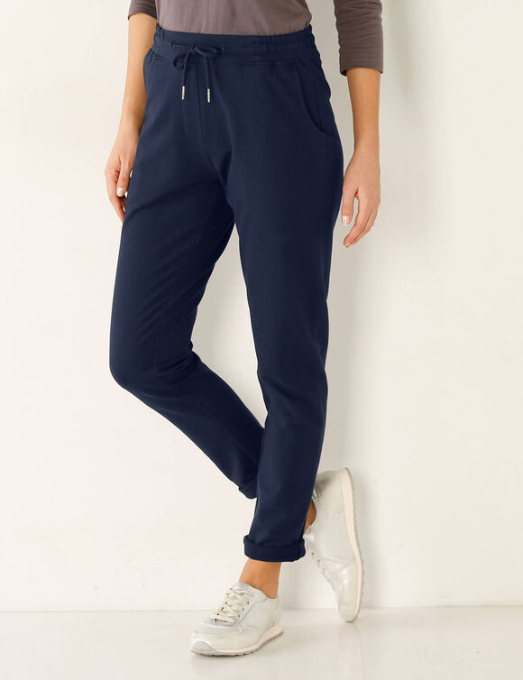 Pantalon jogpant ceinture &eacute;lastiqu&eacute;e molleton  (marine)