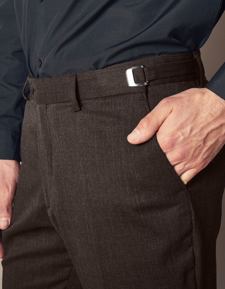 Pantalon taille réglable sans pince - polyester/laine (noisette)