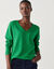 Pull col V, toucher doux (vert)