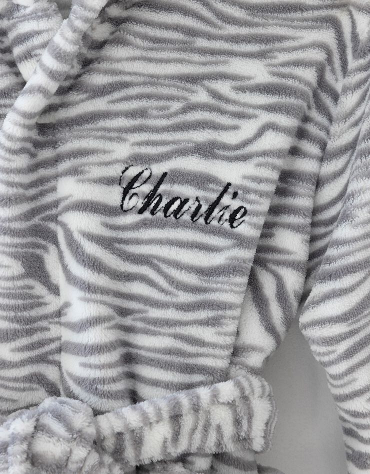 Peignoir de bain enfant à capuche zèbre personnalisable (blanc)
