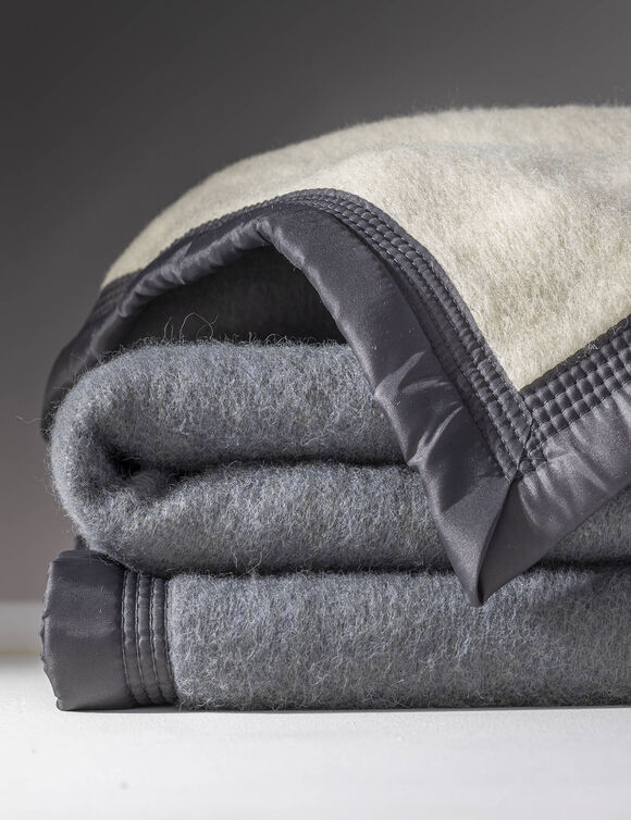 Couverture bicolore pure laine 800 g/m² (gris foncé)