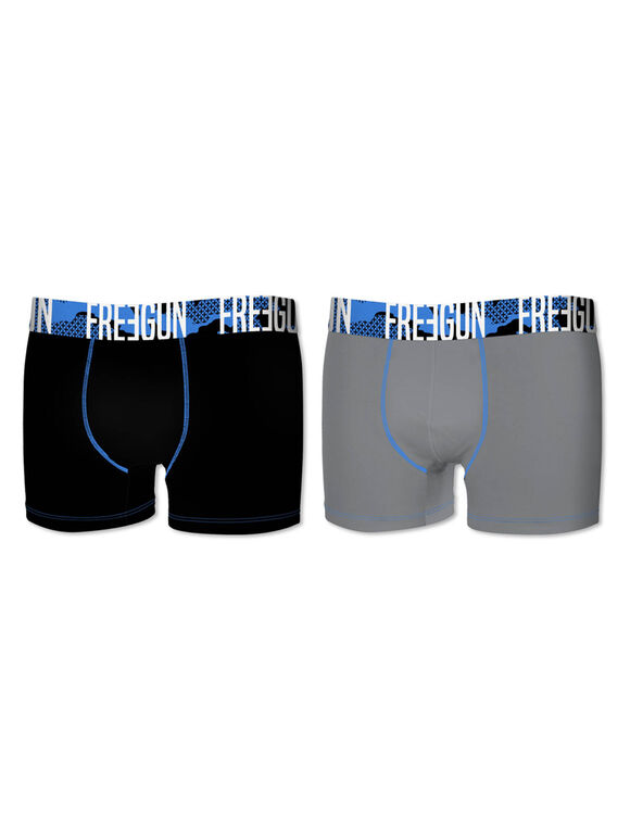 Boxer coton stretch Freegun® - lot de 2 (noir + gris)