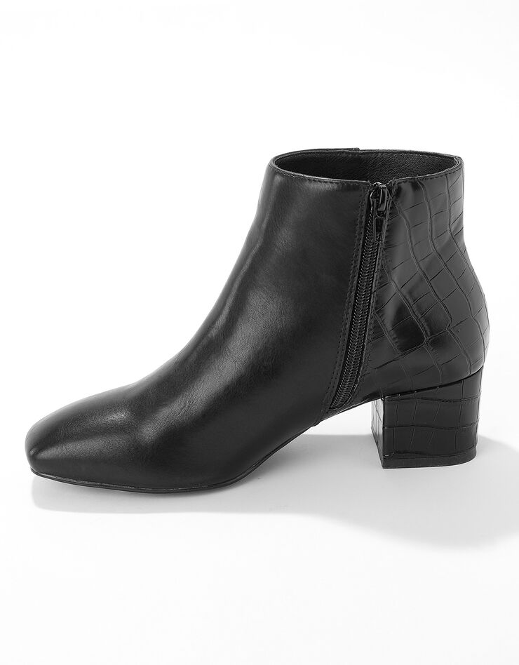 Boots bi-matière bout carré - noir (noir)