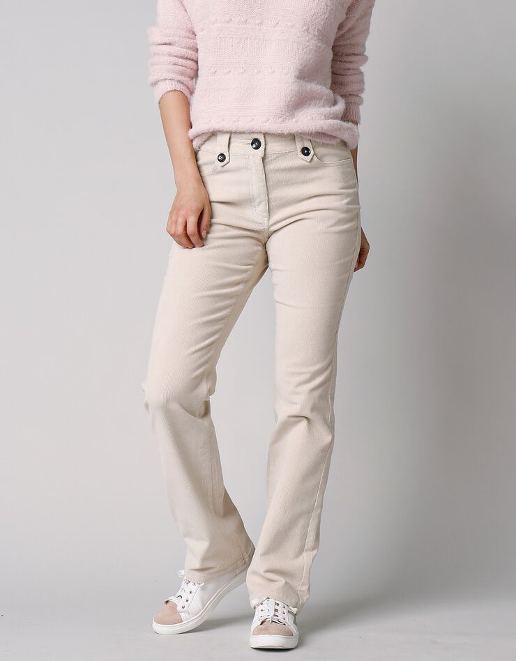 Pantalon droit, velours côtelé (grège) Pantalon droit, velours côtelé (grège)
