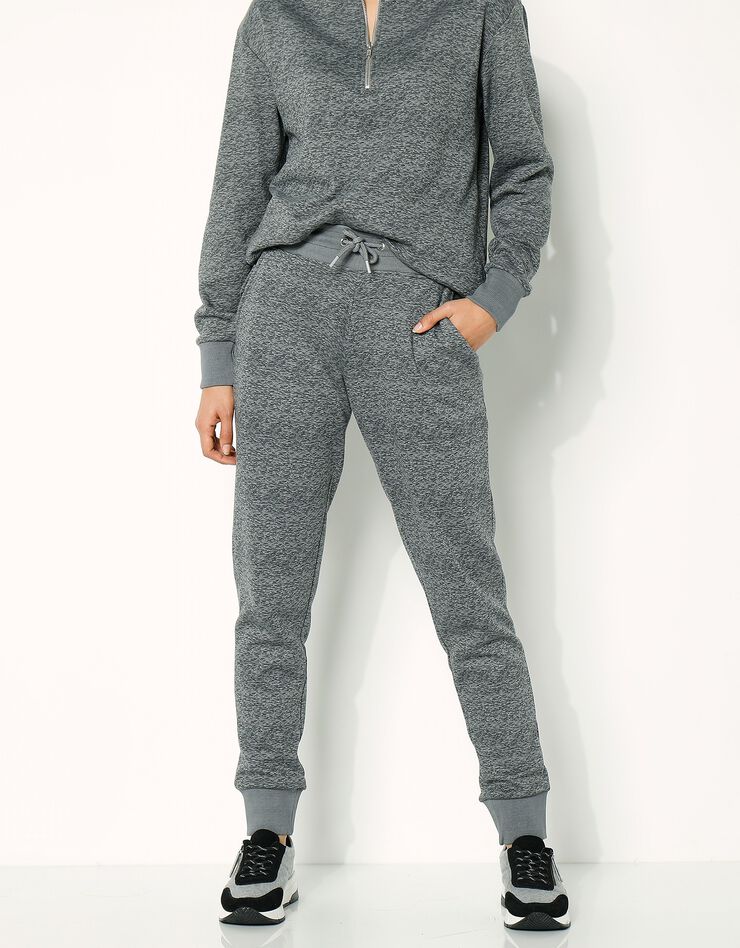 Pantalon jogging en molleton imprimé chiné (gris chiné) Pantalon jogging en molleton imprimé chiné (gris chiné)
