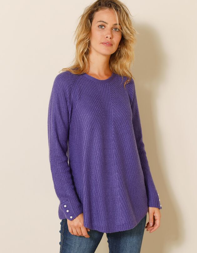 Pull évasé maille anglaise (violet)