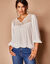 Blouse macramé manches 3/4 (blanc)
