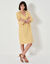 Robe courte évasée, imprimé ikat (miel / blanc)