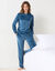 Pyjama pantalon en velours col croisé manches longues (bleu pétrole) Pyjama pantalon en velours col croisé manches longues (bleu pétrole)