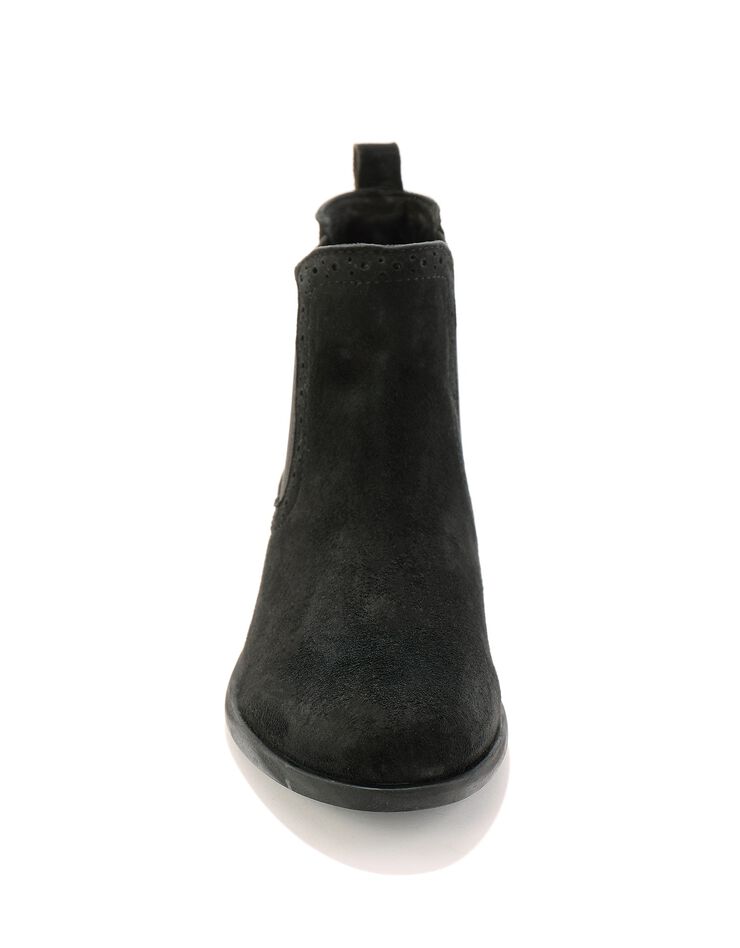 Boots élastiquées perforées Chelsea en croûte de cuir (noir)