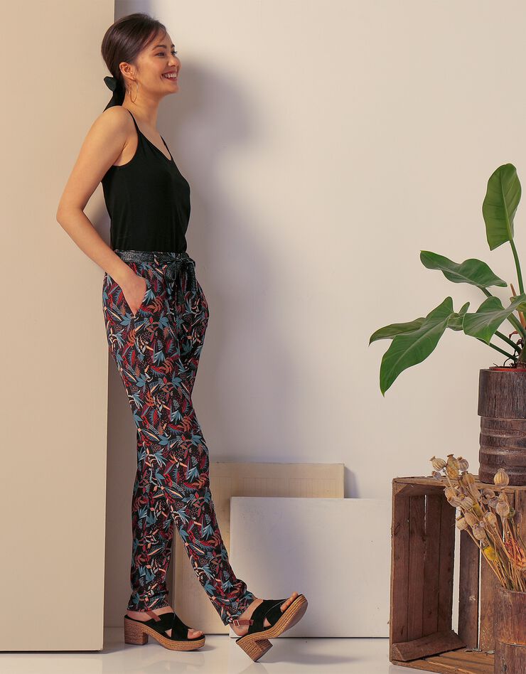 Pantalon imprimé, ceinture amovible (noir / bronze) Pantalon imprimé, ceinture amovible (noir / bronze)