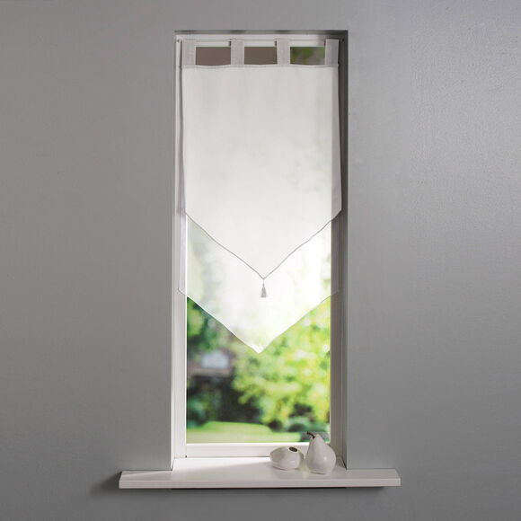 Vitrage voile double uni forme pointe finition pattes (blanc / blanc)