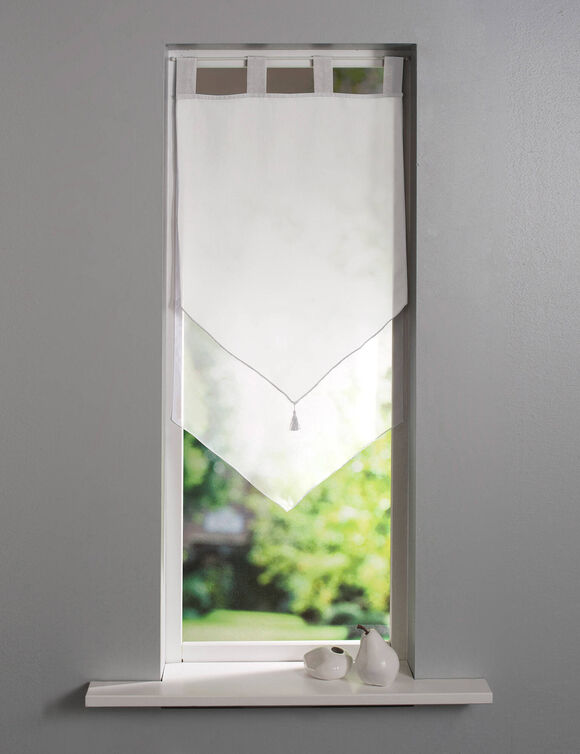 Vitrage voile double uni forme pointe finition pattes (blanc / blanc)